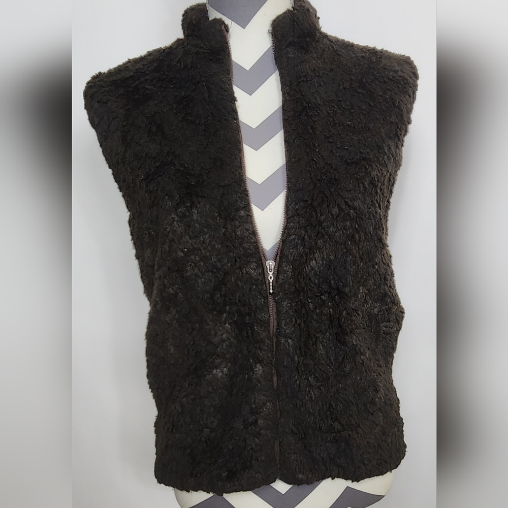 K.I.K.I.T Studio faux fur vest, black and brown,  medium